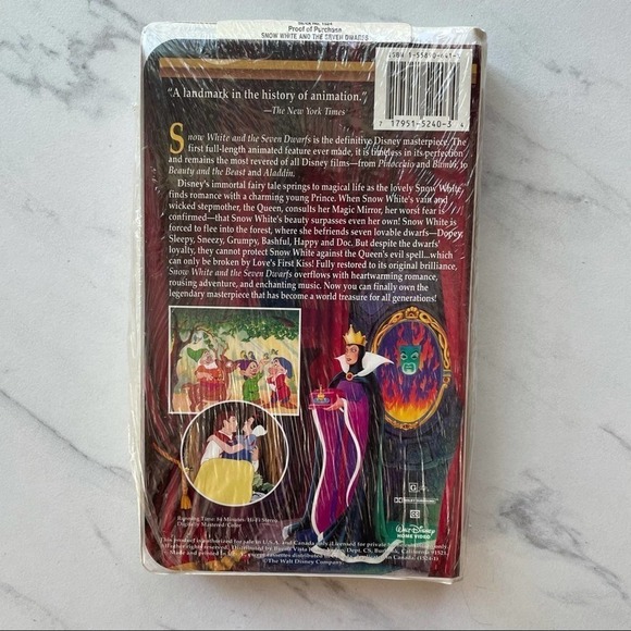 Walt Disney Masterpiece Collection Snow White VHS Tape Clambshell NWT sealed - Picture 5 of 11